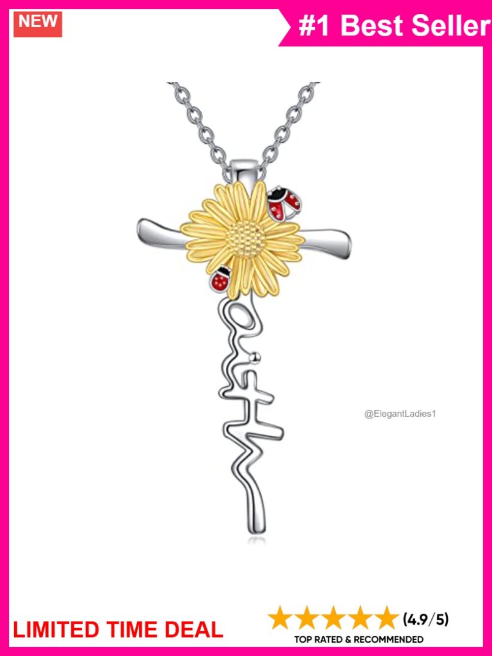 925 Sterling Silver Cross Faith Pendant Necklace Lobster Clasp Jewelry Gift